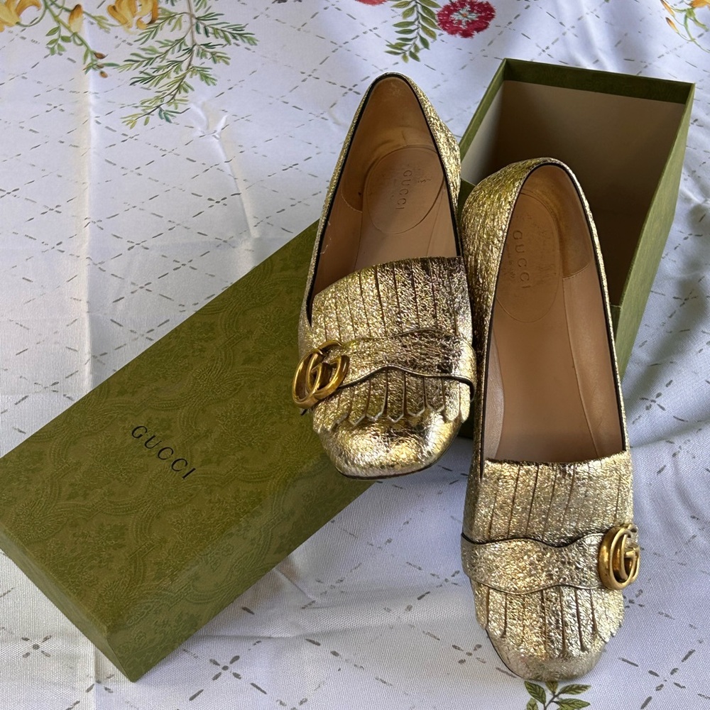 Gucci Metallic Gold Women's Loafers